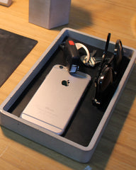 Leather & Concrete Valet Tray