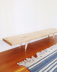 Low Maple Bench with Brass Inlay